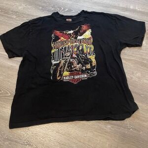 Harley Davidson T-Shirt Mens 2XL Pin Up Girl Graphic Flint Michigan Vintage 2003
